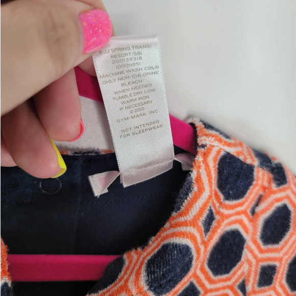 Janie And Jack Sunny Escape Size 3-6 Mos. Swimsuit Cover Up Geo Blue Terry - Picture 4 of 4